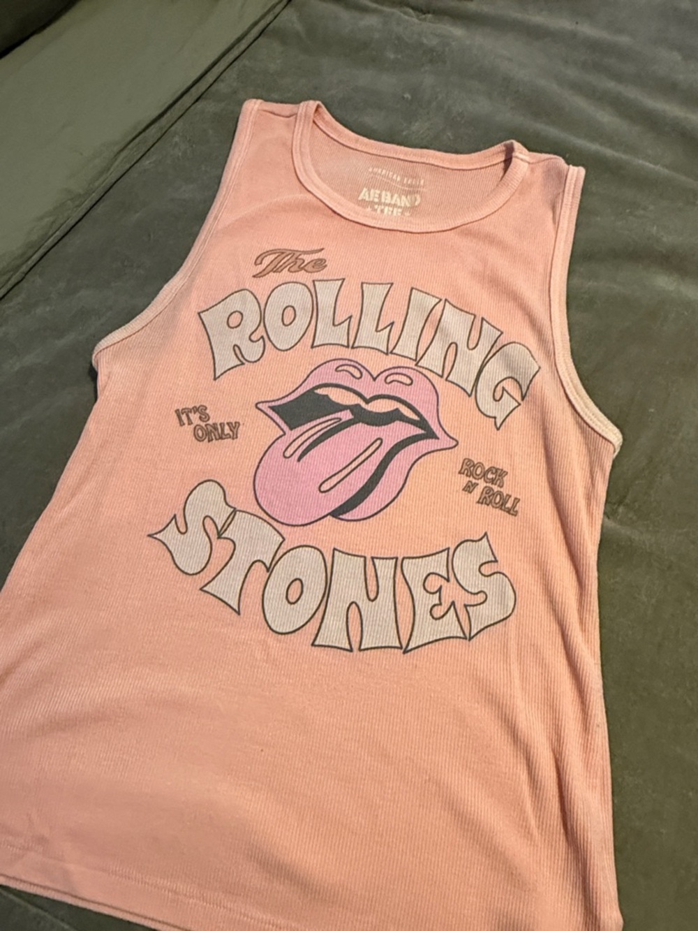 American Eagle Outfitters Pink Rolling Stones Graphic Tank